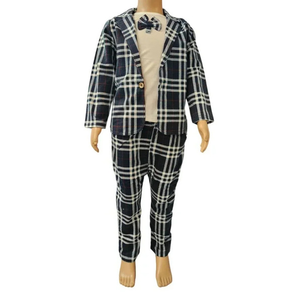 2T Boys Blue 3piece Suit Set. Long Sleeve Undershirt, Sport Jacket, Pant - Picture 2 of 7